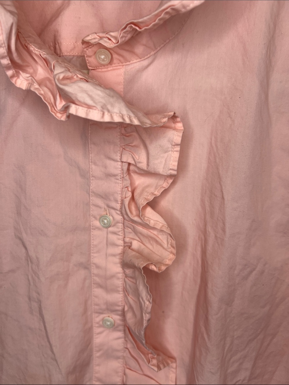 J.Crew Pink Ruffle Button-Up Blouse Size10 - Picture 3 of 9